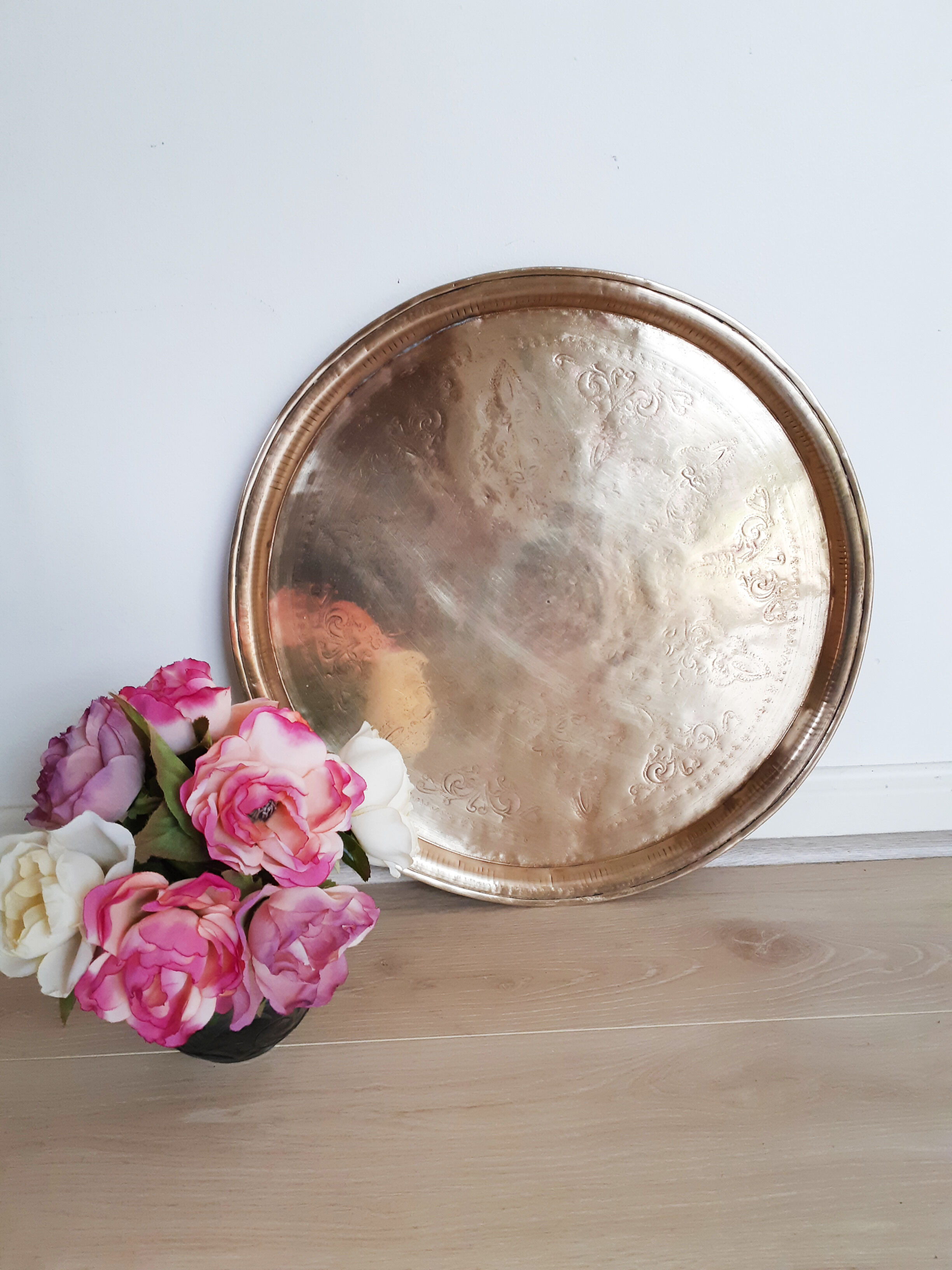 Round copper top ancient hammered, Moroccan, antique