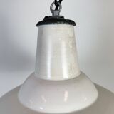 Industrial British White Enamel Factory Pendant Lamp from Benjamin, 1960s