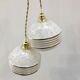 Pair of Art Deco ball suspensions in white Clichy glass