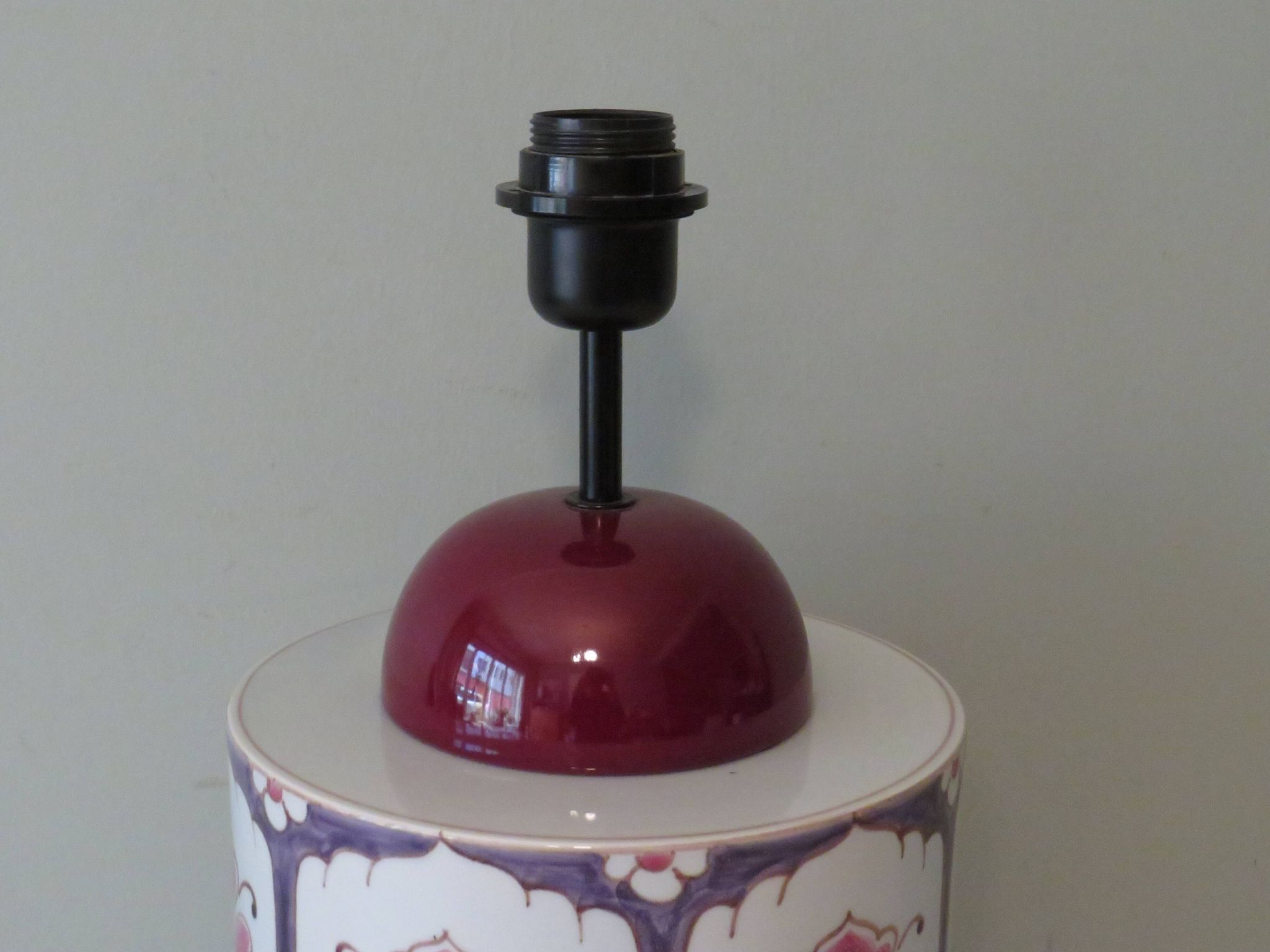 Ceramic lamp stand with floral pattern of Art Nouveau inspiration, 1960-1970