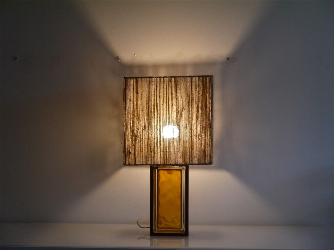 Scandinavian lamp in rosewood and glass 1970