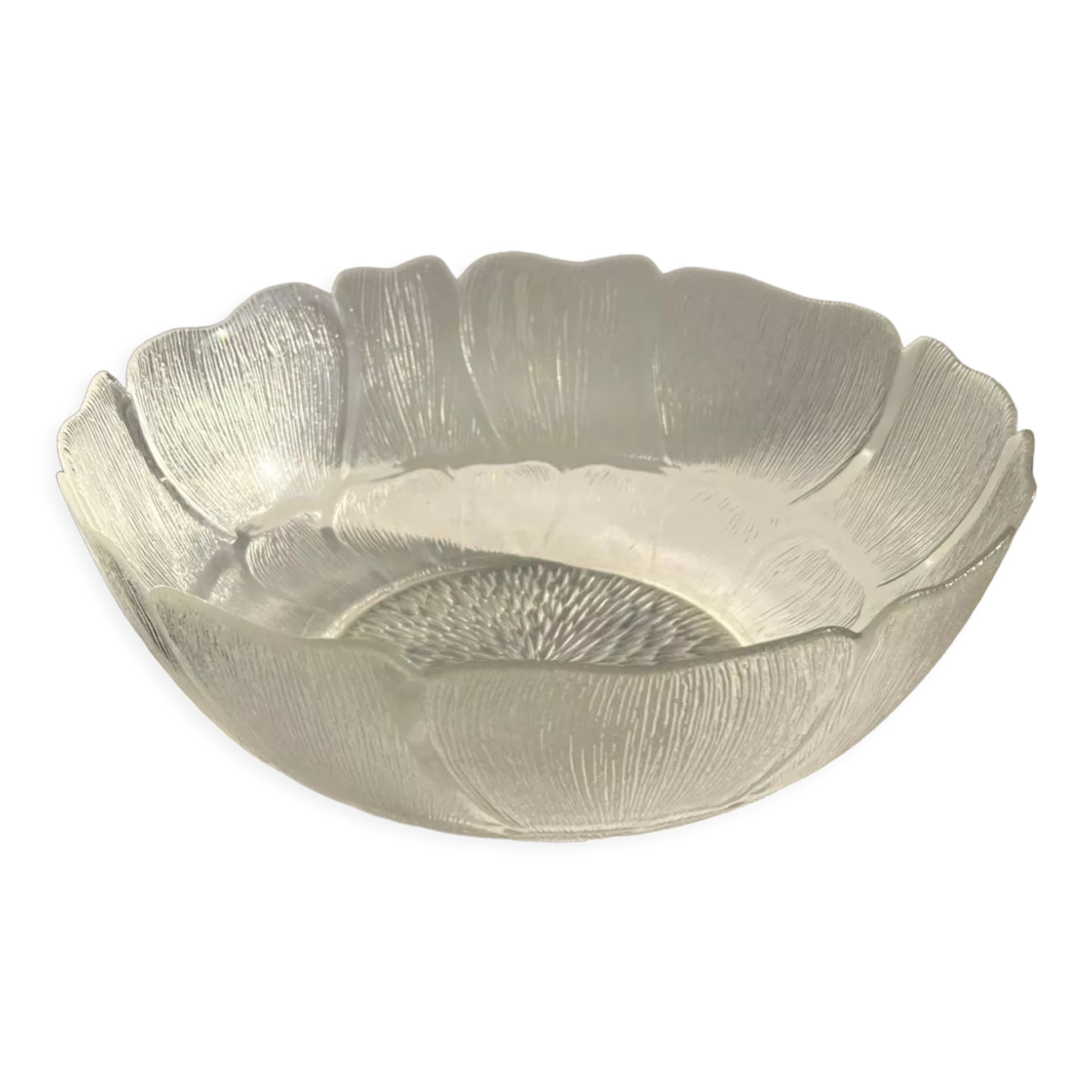Saladier En Verre Vintage à Motifs Floraux - Verre Épais - Occasion - Indonésie