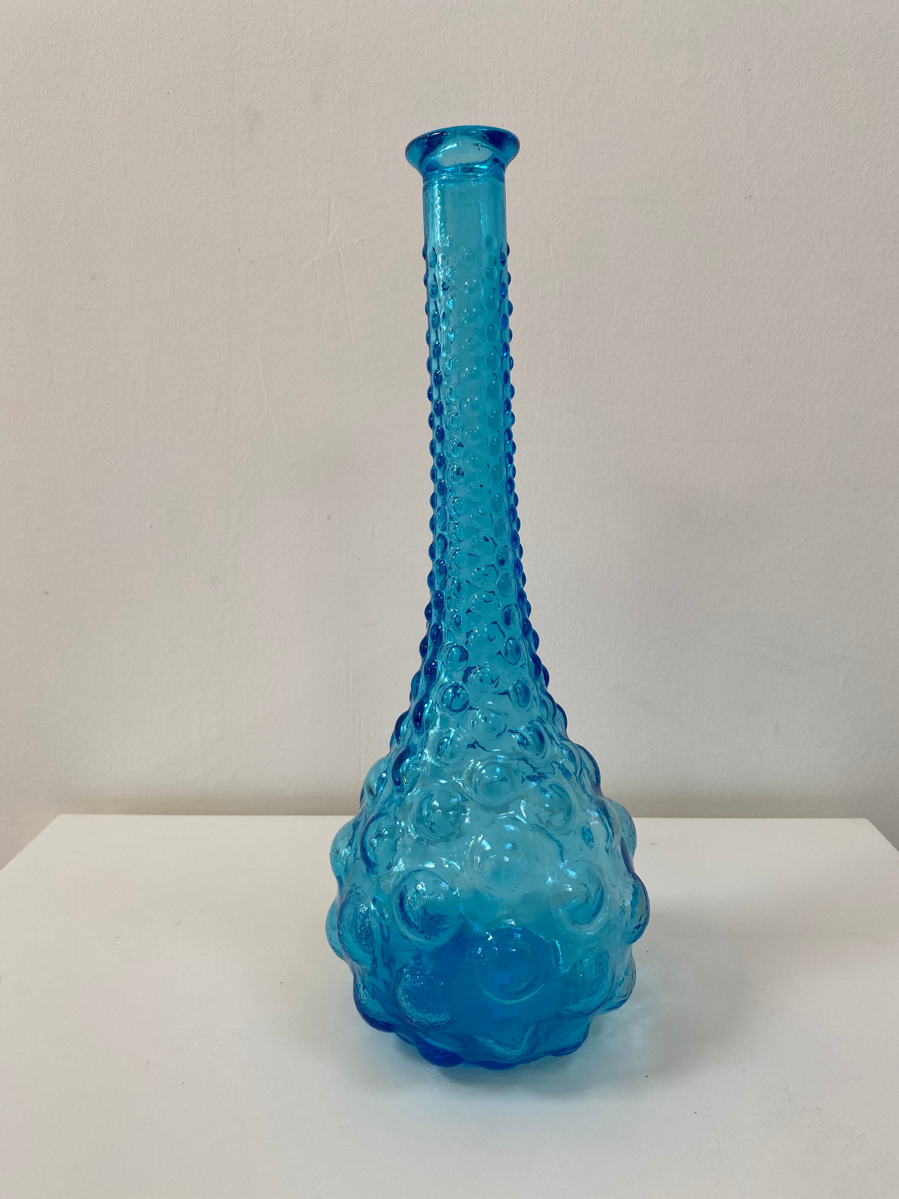 Blue Empoli decanter with bubble relief