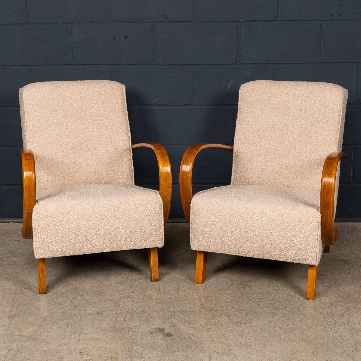 Vintage 20thc pair of halabala lounge chairs, made in czechoslovakia c.1930