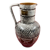 Large antique vase from the 70s, German ceramic, geometric, scarified, 36cm.
