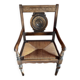 Vintage rustic oak armchair. Ideal for decorators/resellers.