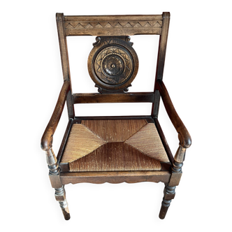 Vintage rustic oak armchair. Ideal for decorators/resellers.