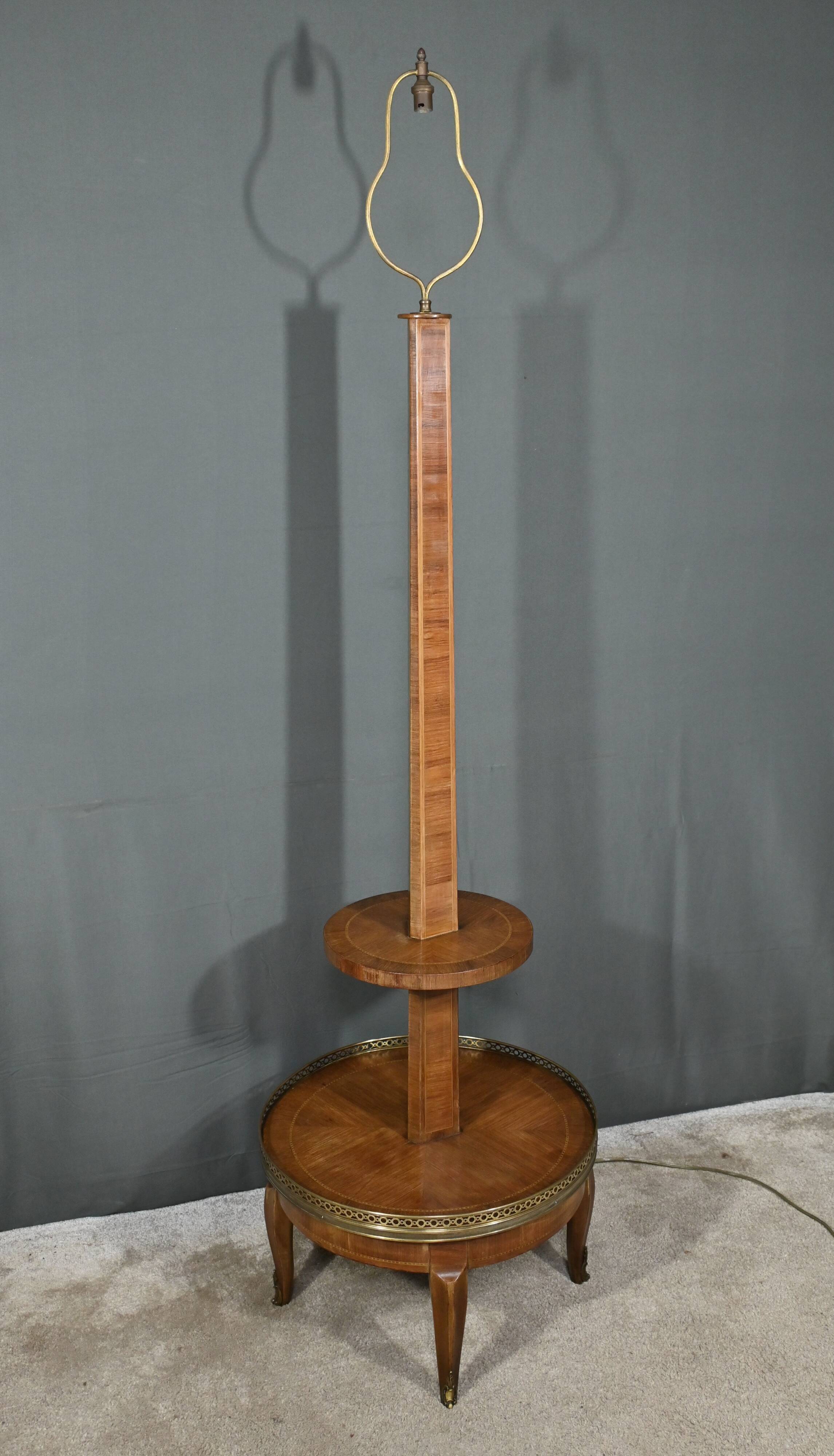 Important Marquetry Floor Lamp, Louis XV / Louis XVI Transition Style