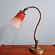 Lampe de bureau art déco en bronze et tulipe signée Schneider, années 1920