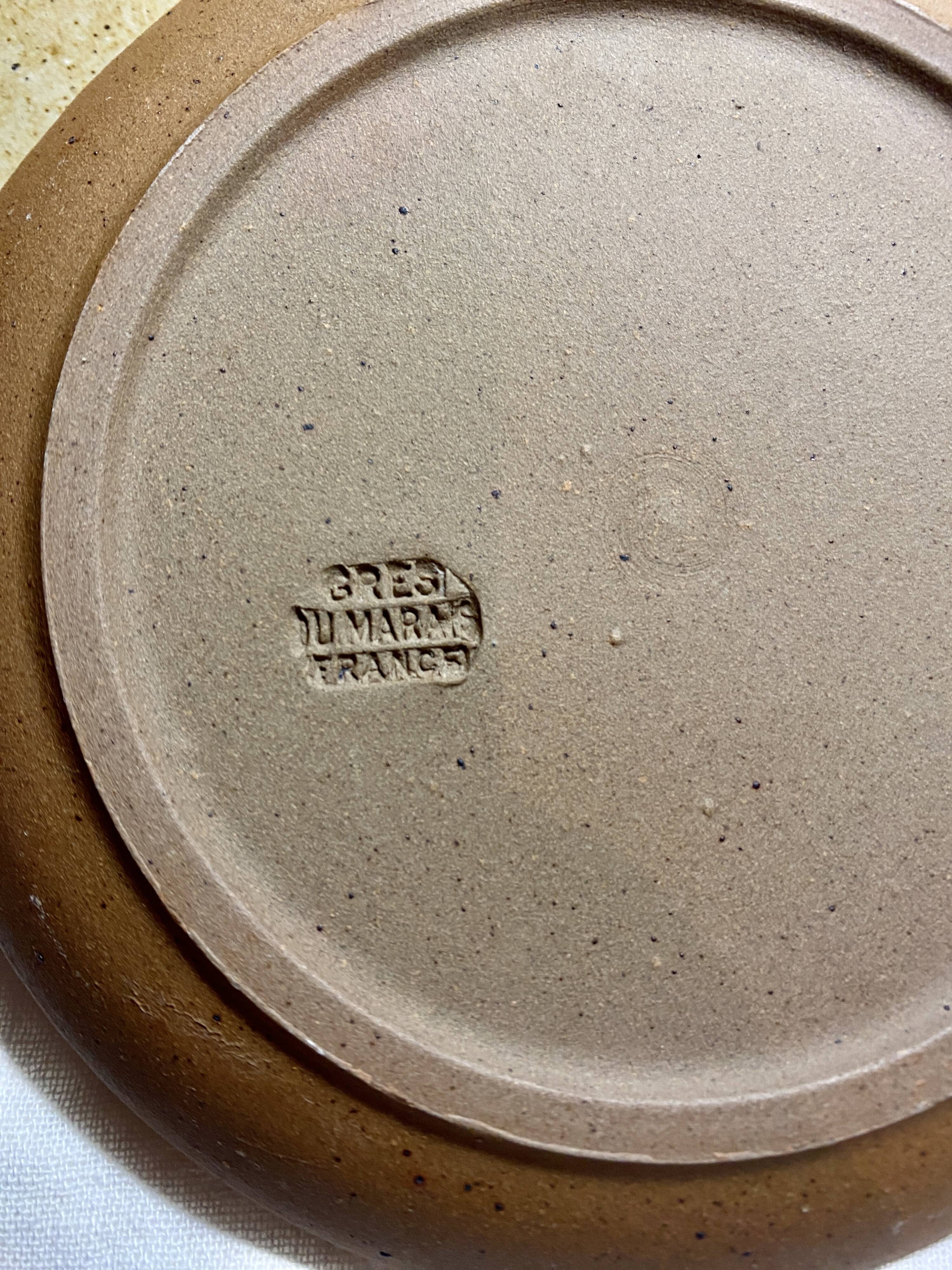 7 assiettes à dessert vintage en grès