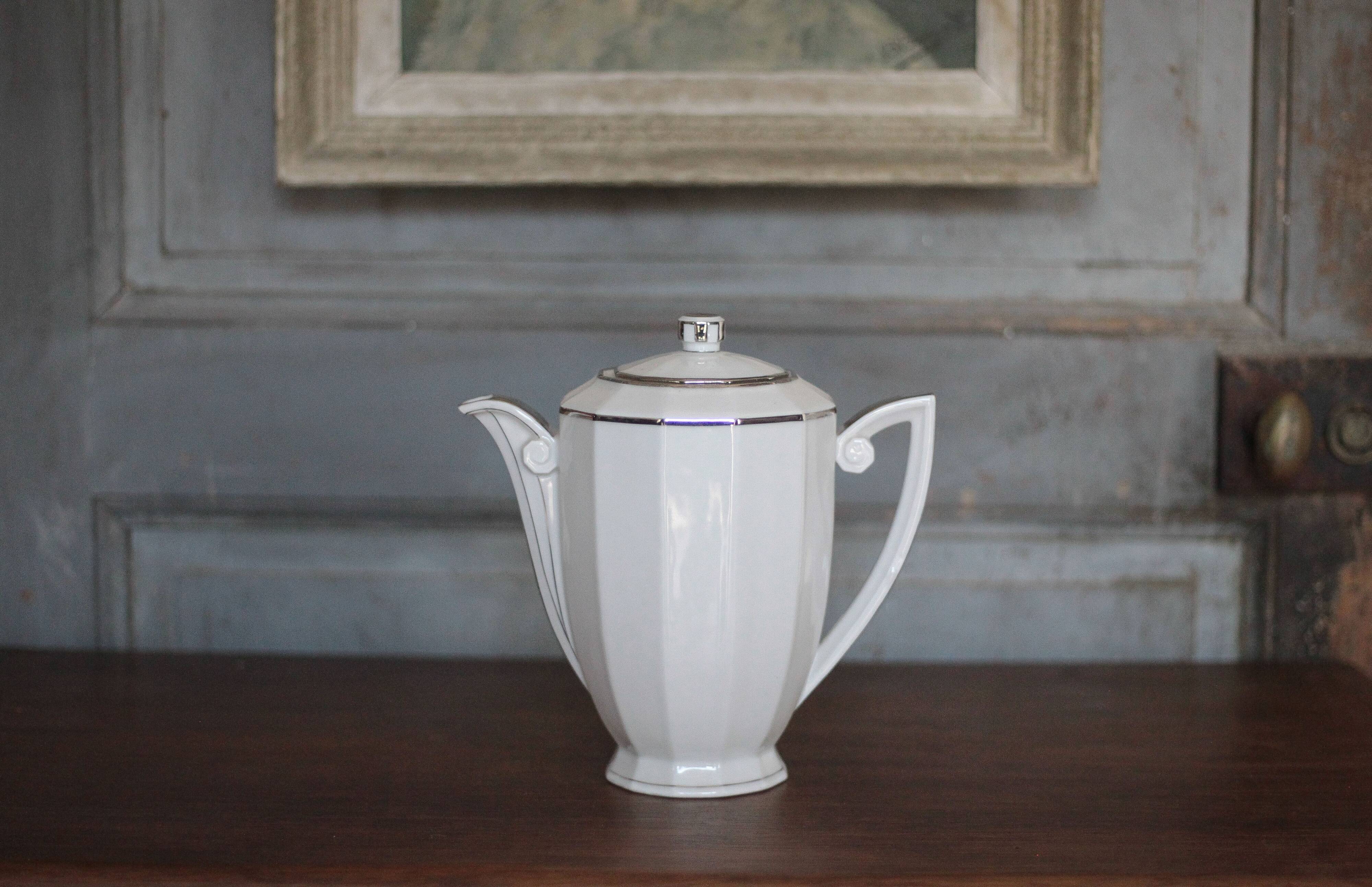 Art Deco porcelain teapot, porcelain coffee pot, kitchen