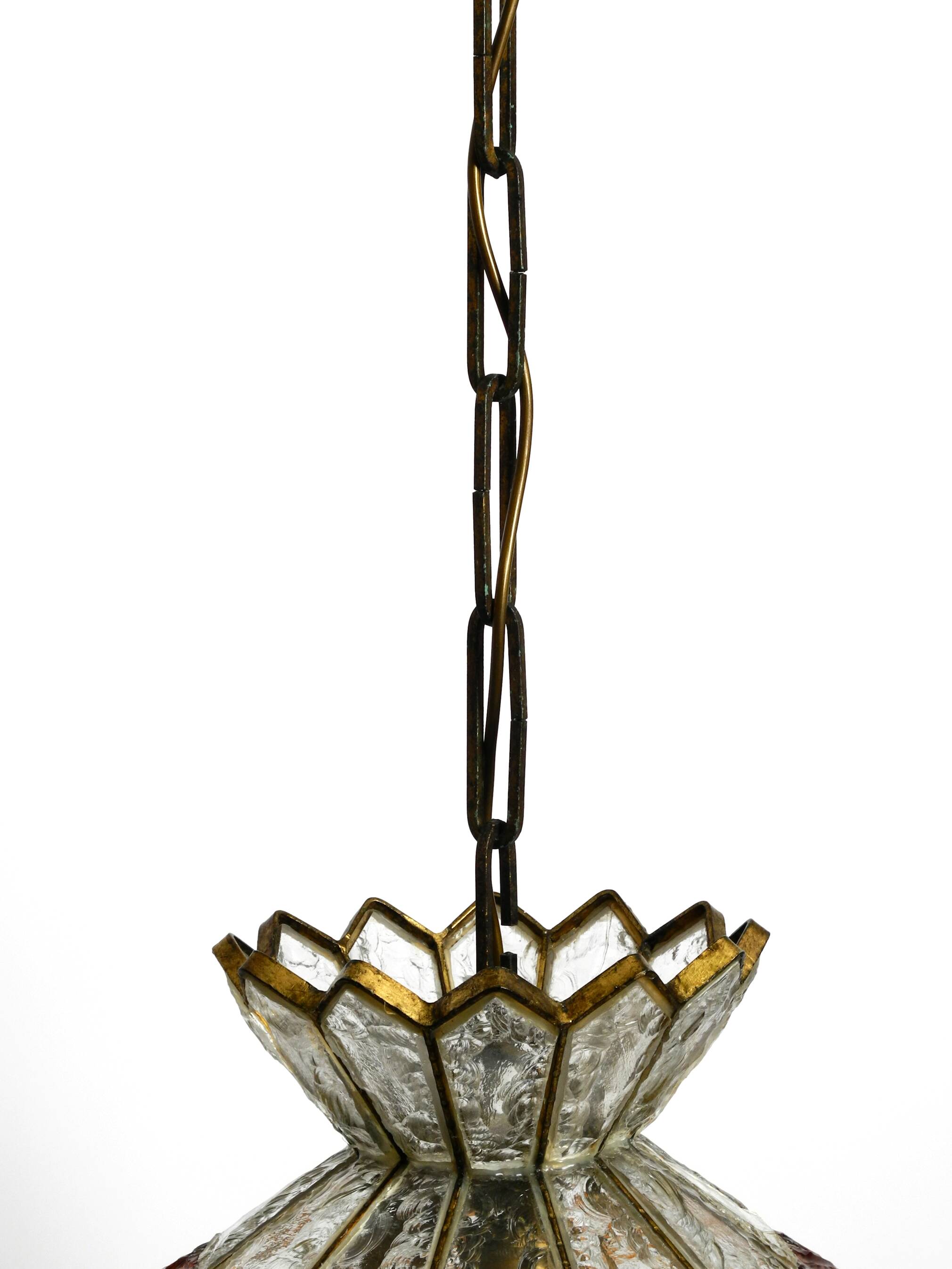 Beautiful large heavy 1960s Italian PoliArte glass ceiling lamp | Ø 52cm