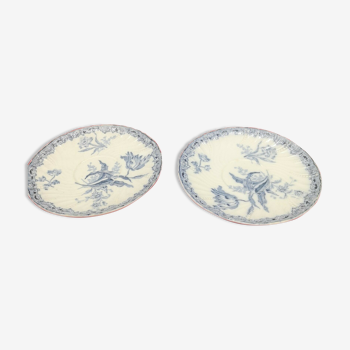 Pair of dessert plate in Sarreguemines earthenware model Fontanges