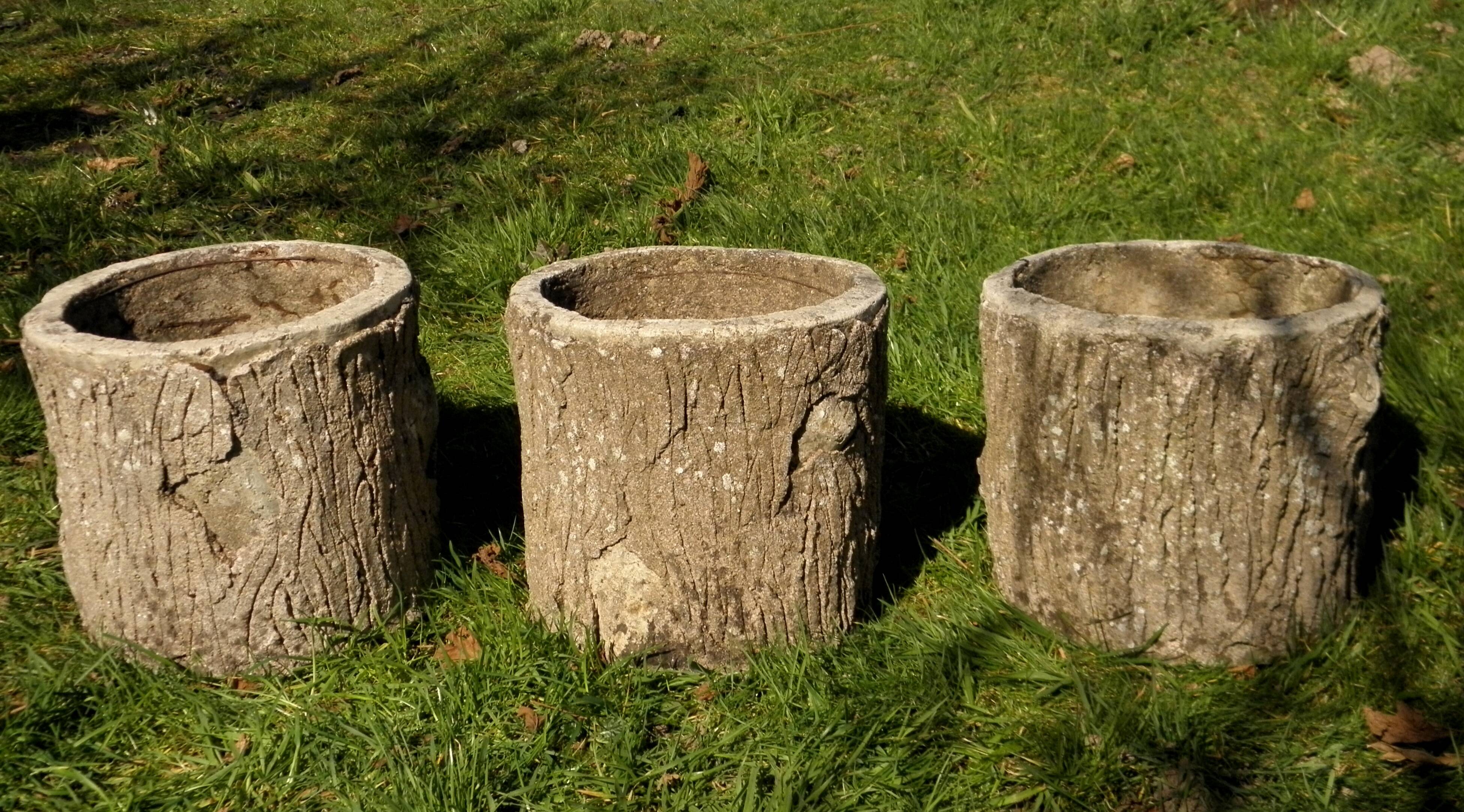 3 "trunk" planters, 1960s