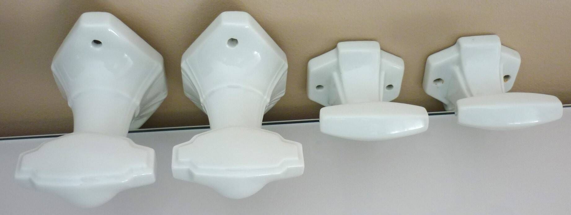 Set of 4 coat hooks, antique porcelain coat rack, art deco circa 1920