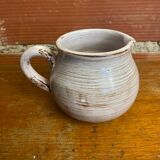 Pichet ancien vallauris céramique beige décor floral ciselé vintage #d