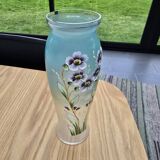 Glass vase with enamel flowers circa 1900