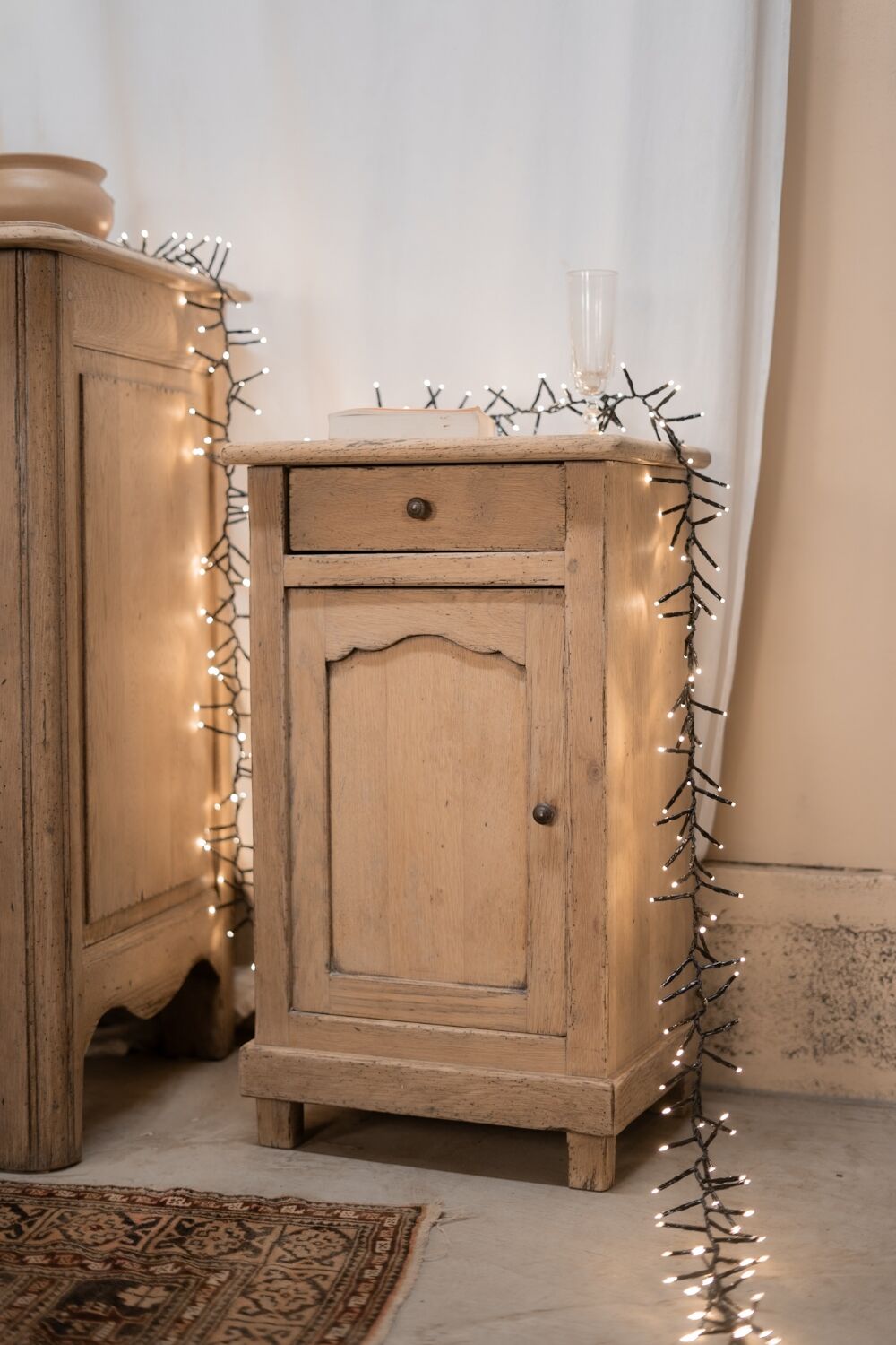 Antique oak bedside table