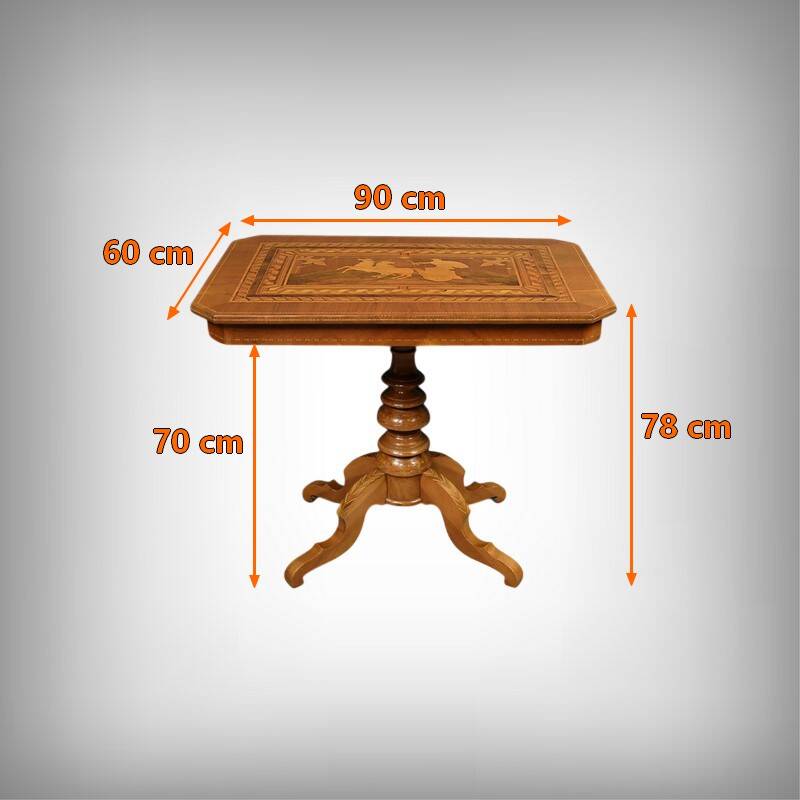 Living room table in cherry and walnut, Restoration style – late 19th century