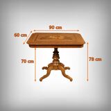 Living room table in cherry and walnut, Restoration style – late 19th century