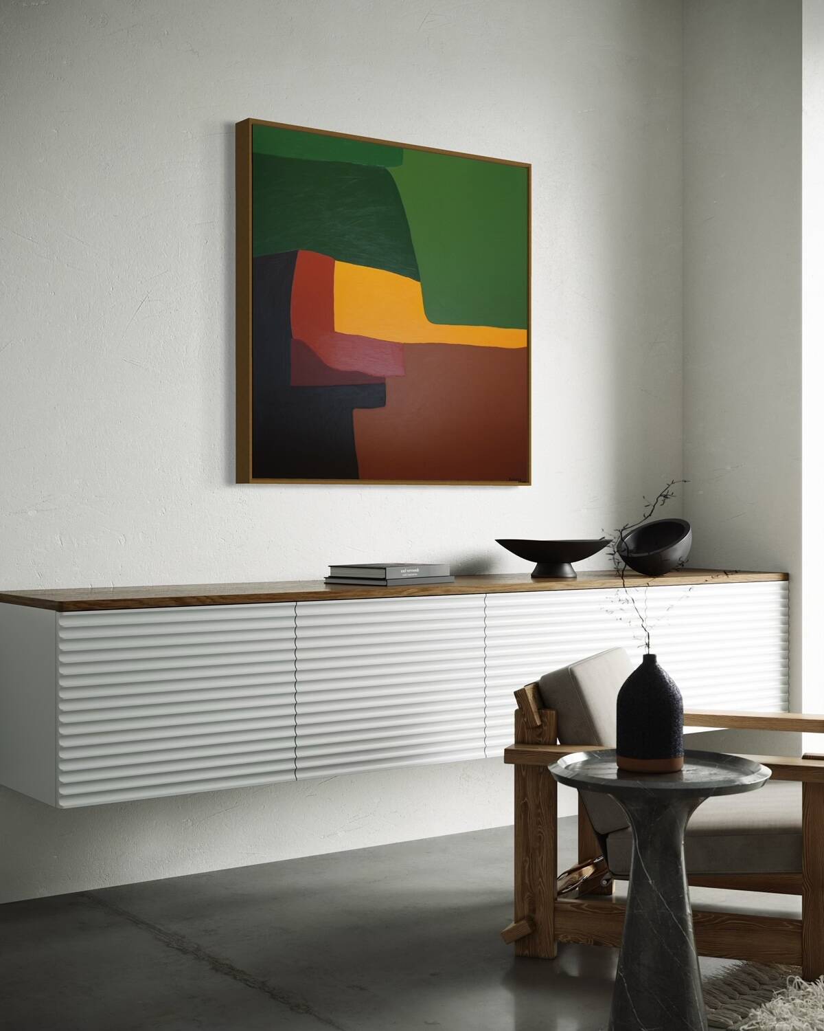 Soothing abstract canvas "Green Palette" 80x80cm