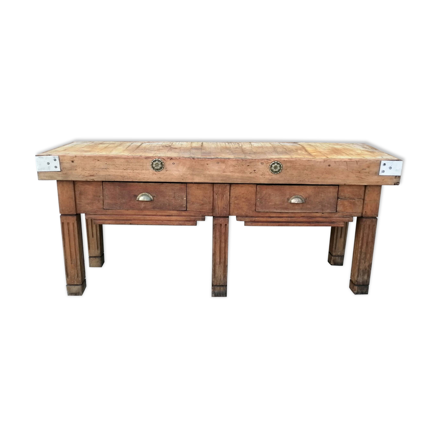 2-drawer block, butcher's shop, beautiful patina, wood color
