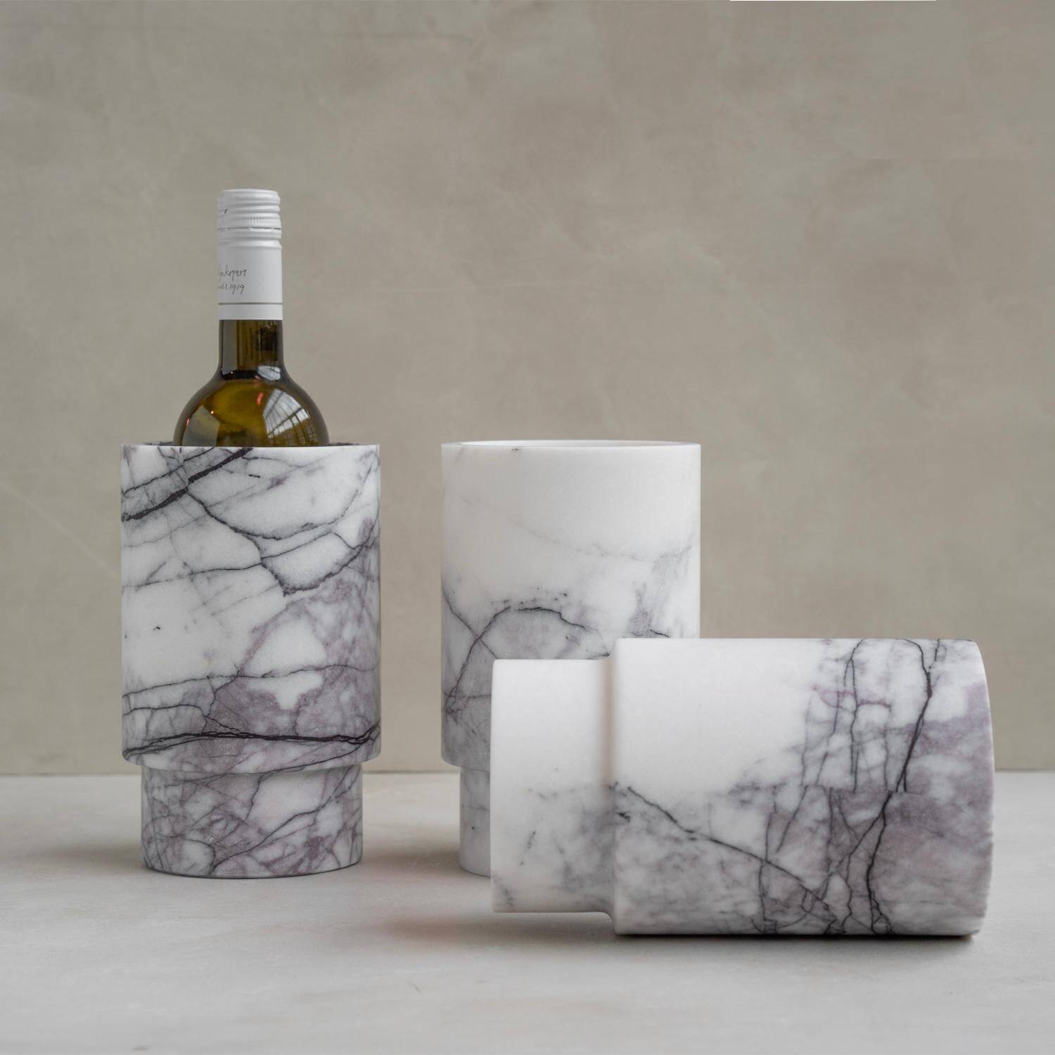 Vase marbre blanc lilas