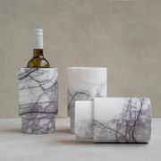 Vase and wine cooler in lilac white marble
