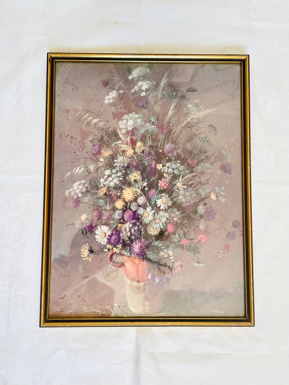 Vintage flower bouquet frame