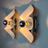 Pair of "folio" wall lights, space age, chromed metal, Italy, 1970