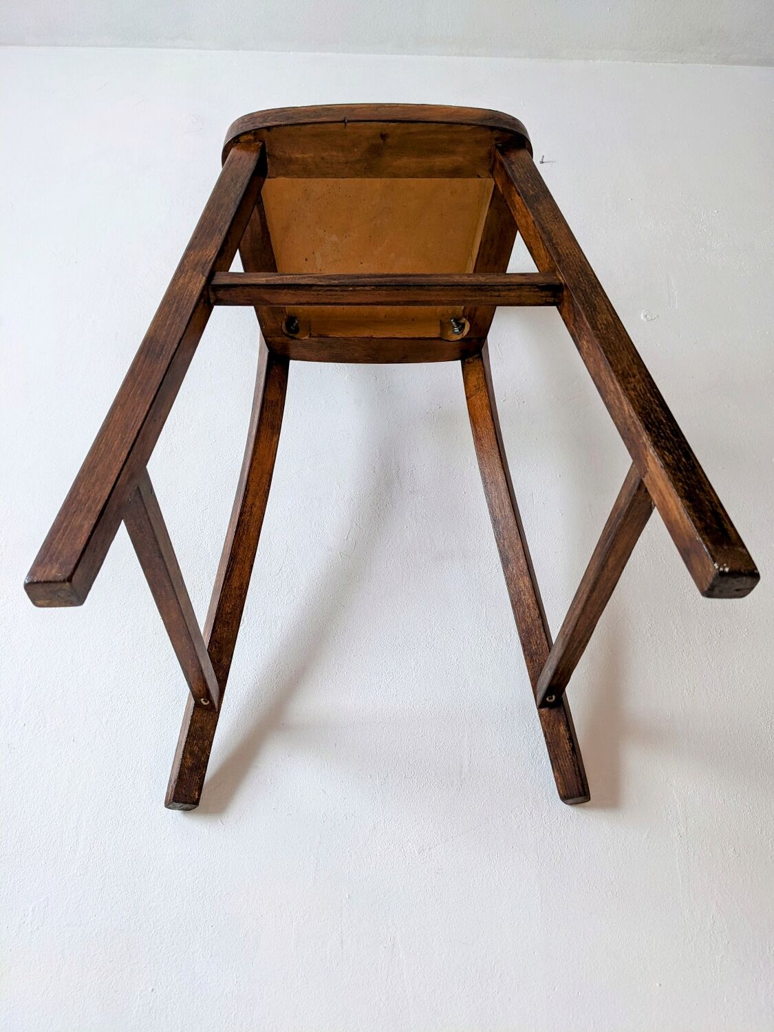 High chair in varnished wood 50s