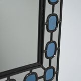 Scandinavian Mirror with light-blue leaded-glass frame