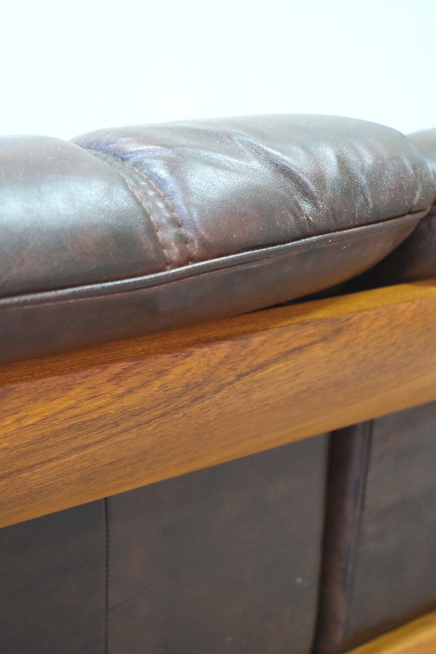 Mid-Century Teak and Leather 3-Seater Sofa from Ekornes, 1970s