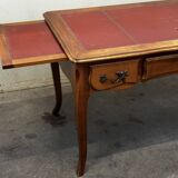Louis XV Style Desk - Cherry Wood - Red Leather Top - with Extensions