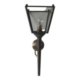 Ancienne lanterne murale applique luminaire 1 feu en laiton et verre déco hall entrée