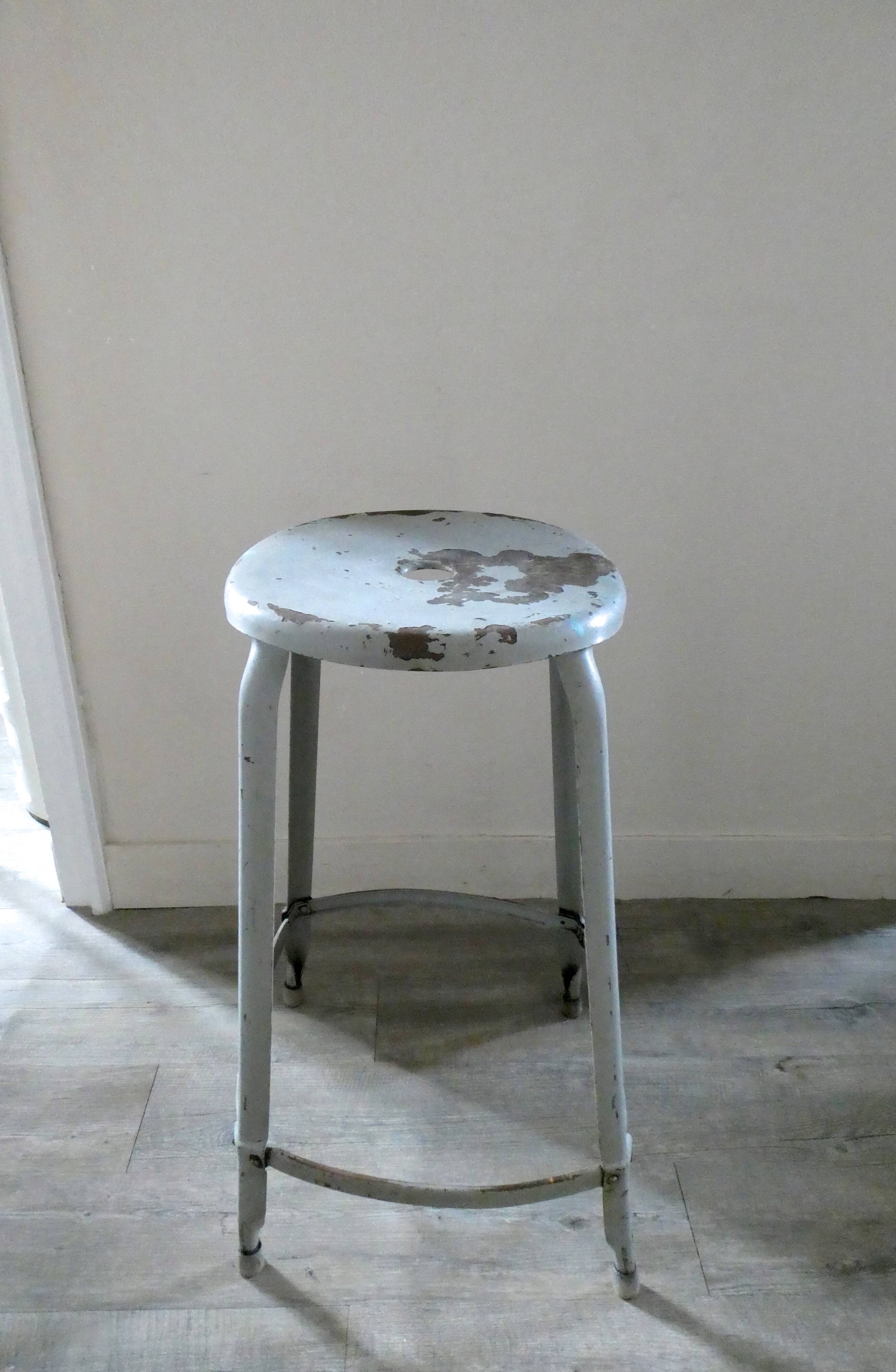 Nicolle workshop high stool in gray metal