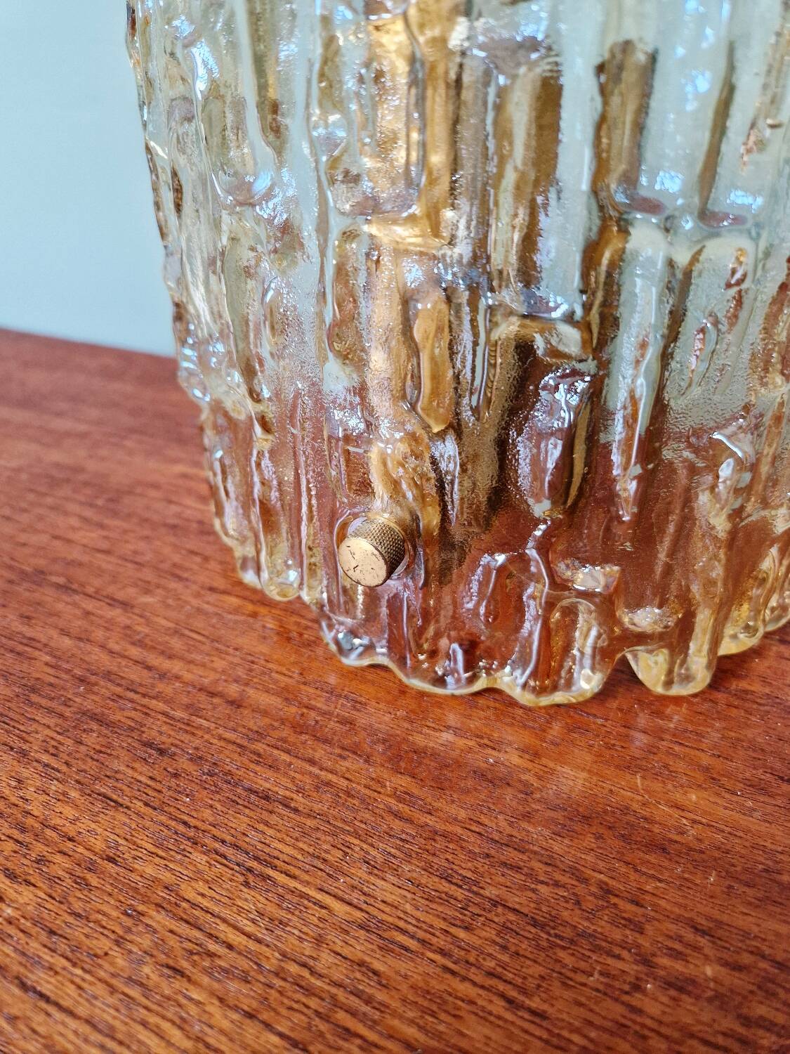 Amber glass wall lamp, design by Carl Fagerlund, Orrefors, 1960.