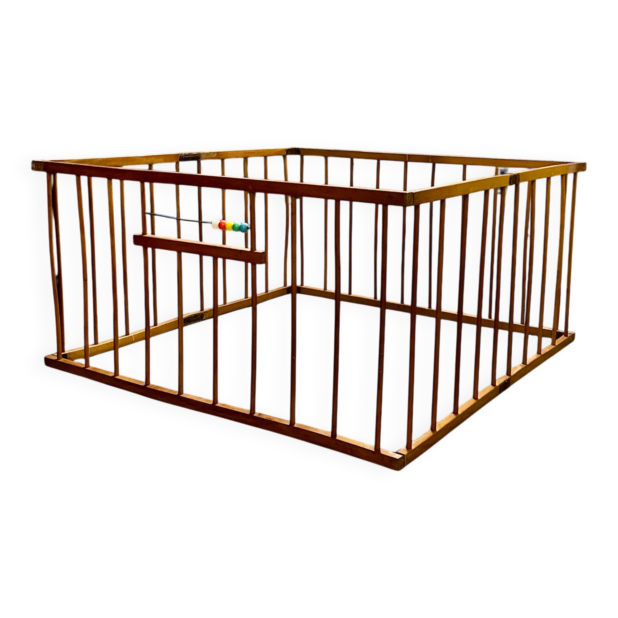 Vintage folding wooden children's playpen, 1950.