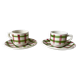 Duo de tasses et sous-tasses à café motif écossais / vichy années 50