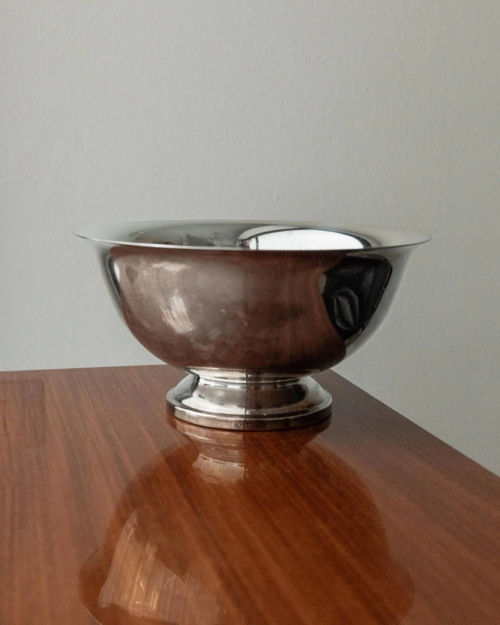 Large Vintage Silver-Plated Footed Salad Bowl, 1960s Italy, Argent Finish, Centerpiece Decor