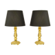 Pair of table lamps to lay vintage gold bronze old