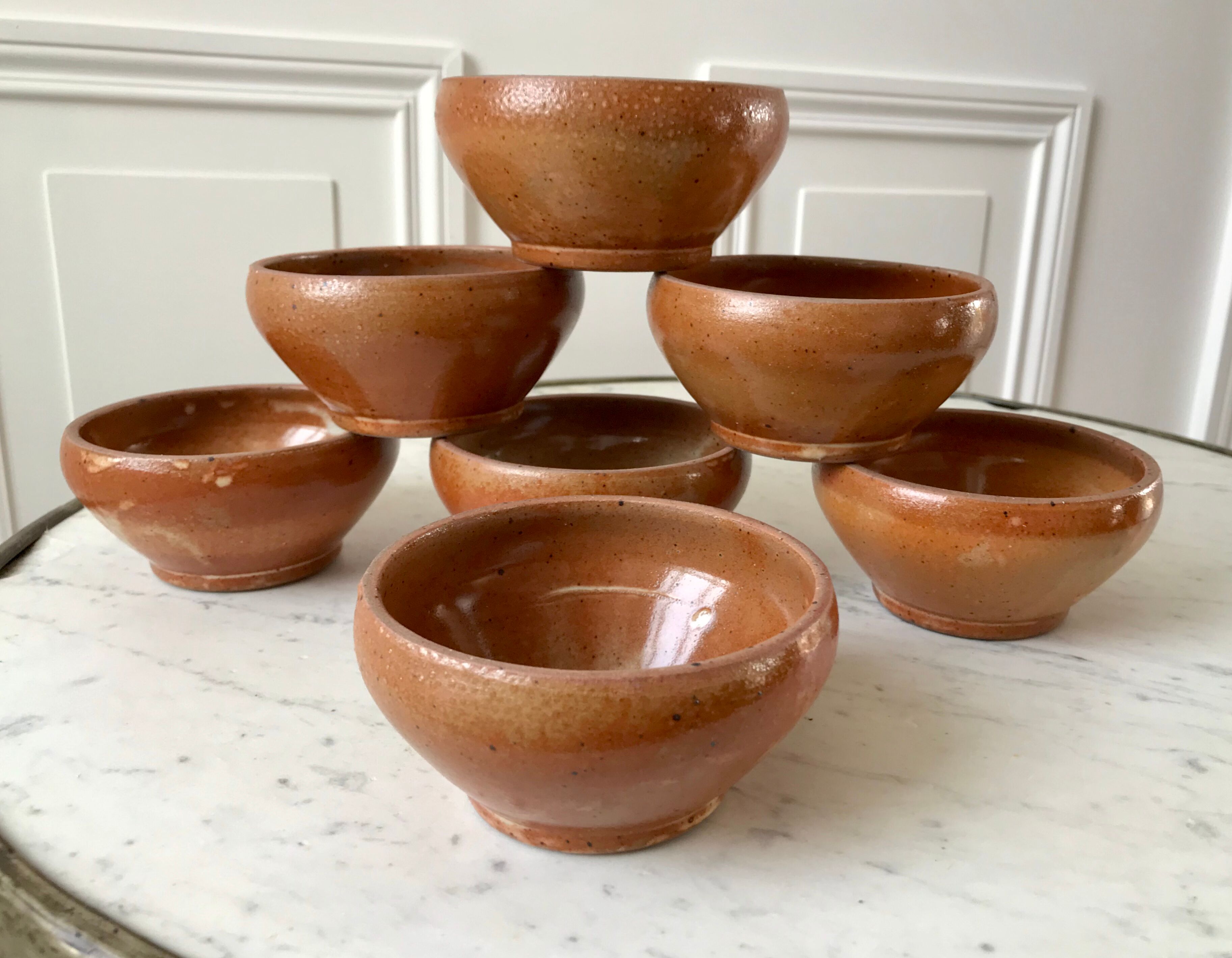Set of 7 bowls in stoneware handmade 70s vintage
