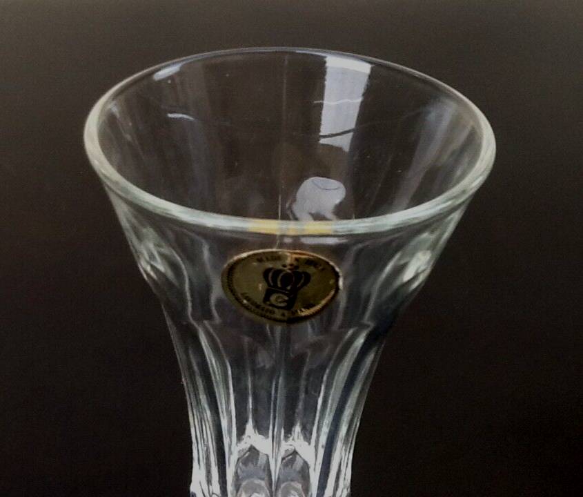 1970s 4 Champagne Flutes Clear Faceted Glass