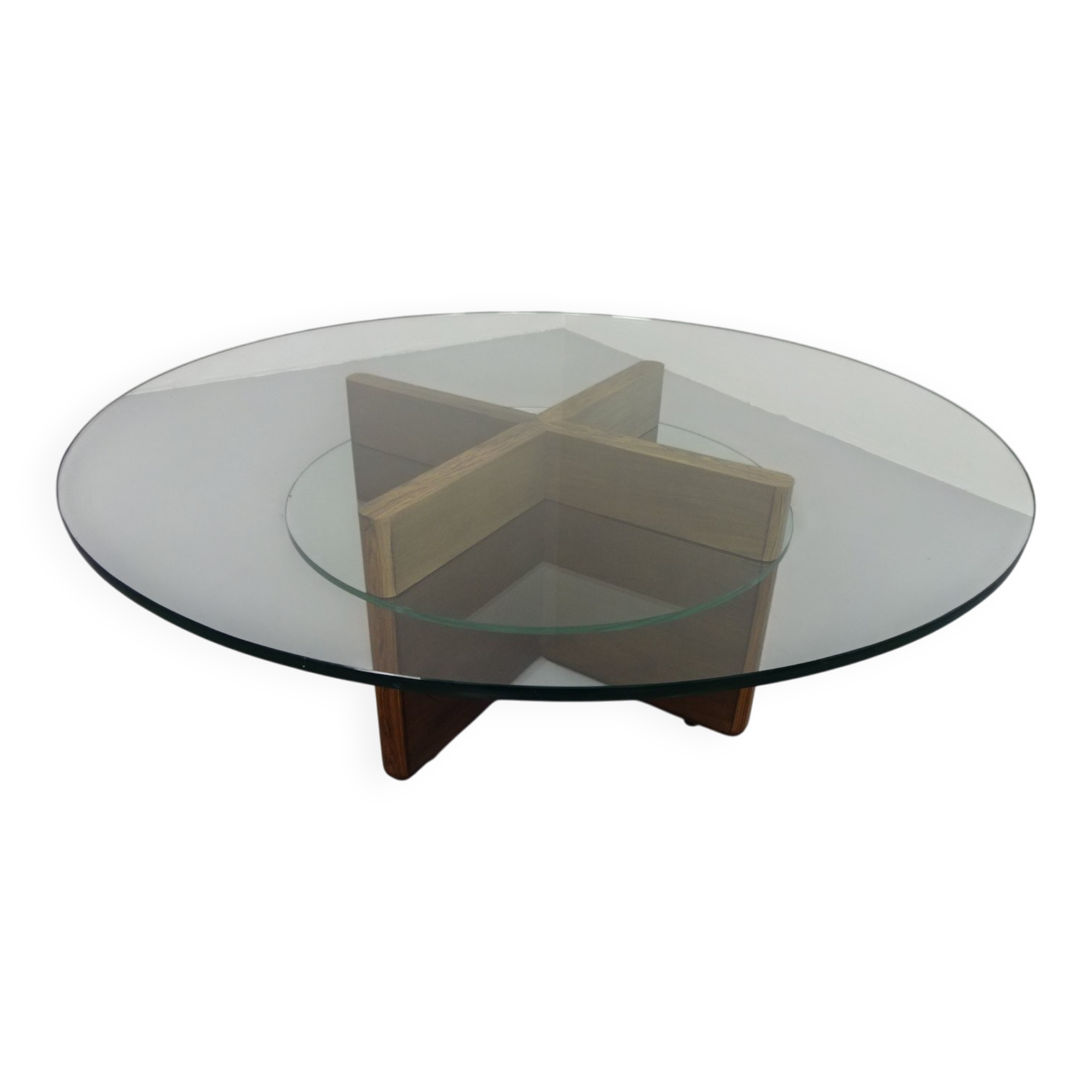 Italian rosewood and glass coffee table, 1960s