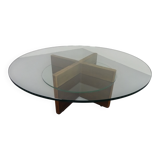 Italian rosewood and glass coffee table, 1960s