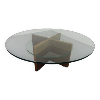 Italian rosewood and glass coffee table, 1960s