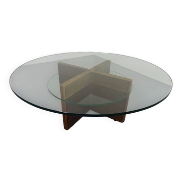 Italian Rosewood and Glass Coffee Table, 1960s