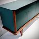 Vintage wooden low sideboard, compass feet