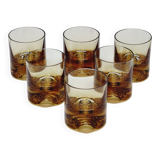 Verreries lorraines cristal set of 6 thick amber whiskey glasses vintage design