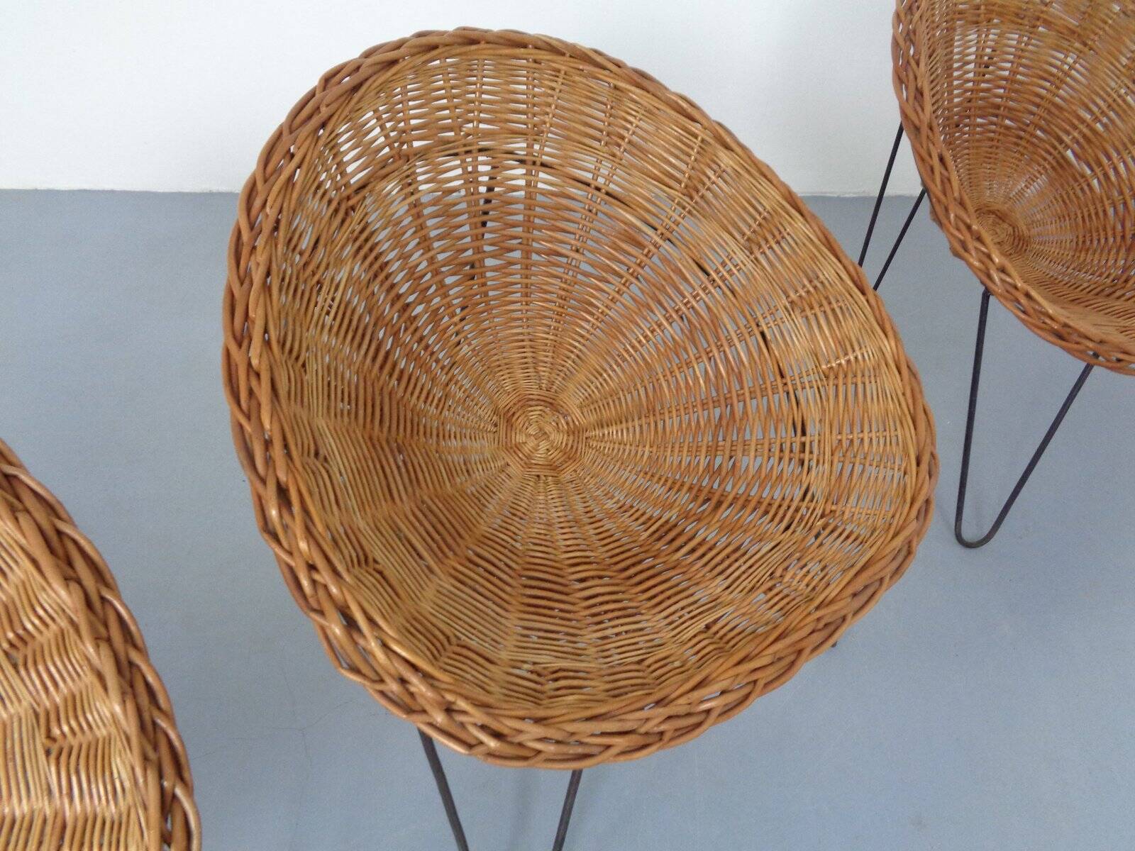 Mid-Century German Bamboo Chairs, 1950s, Set of 4